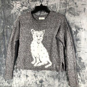Hollister Woman’s Sweater Baby Leopard Grey Long Sleeve Pullover Size Medium